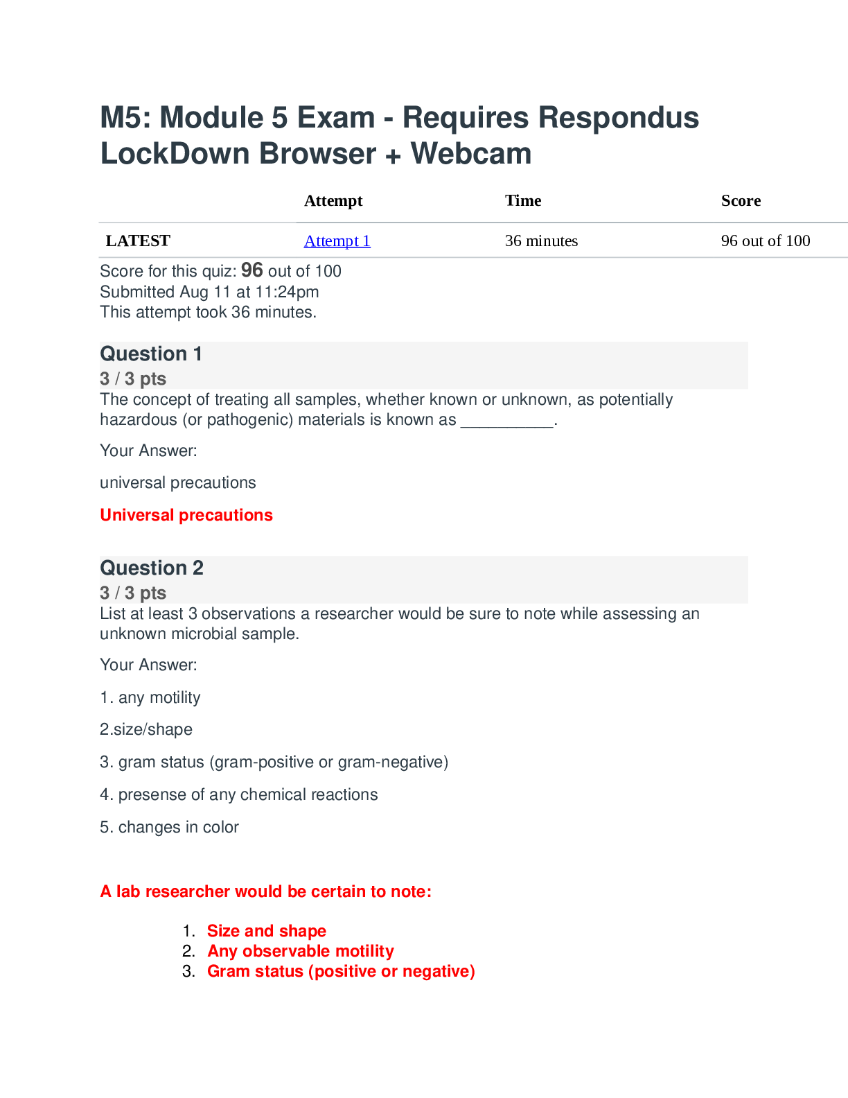 Bio 171 Module 5 Exam: Respondus LockDown Browser Required