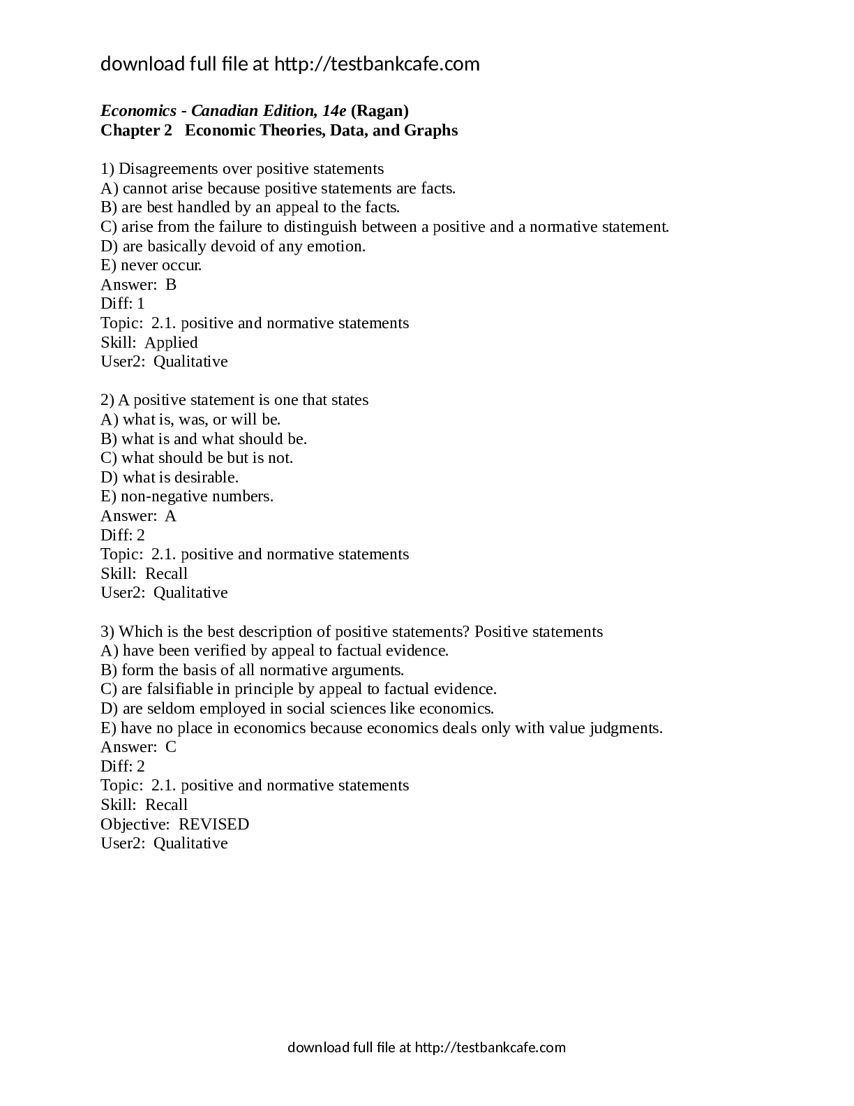 Chapter 2 Economic Theories, Data, and Graphs