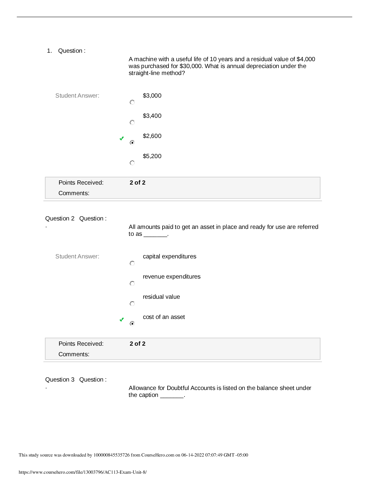 AC113 Unit 8 Exam