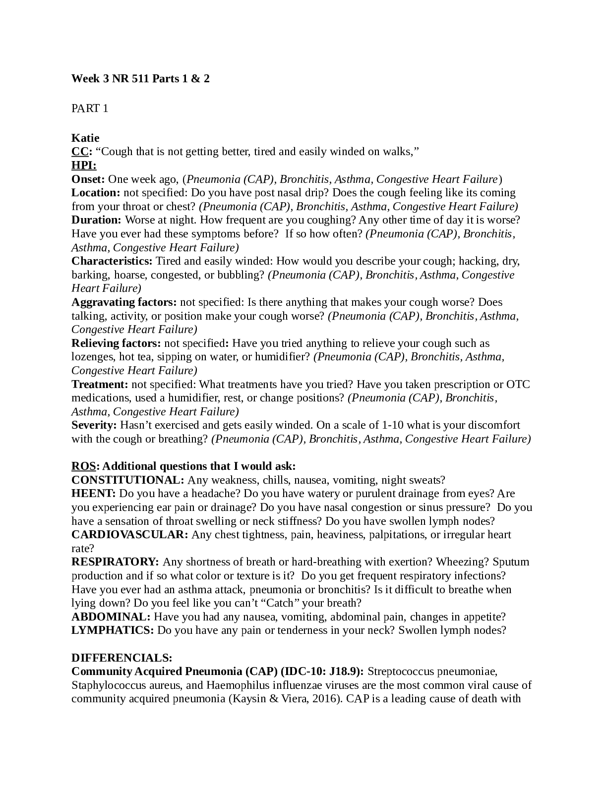 Week 3 NR 511 Parts 1 & 2