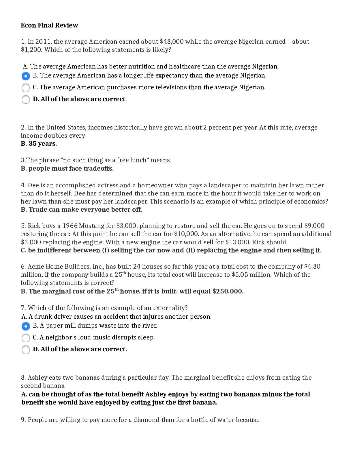 Econ Final Review