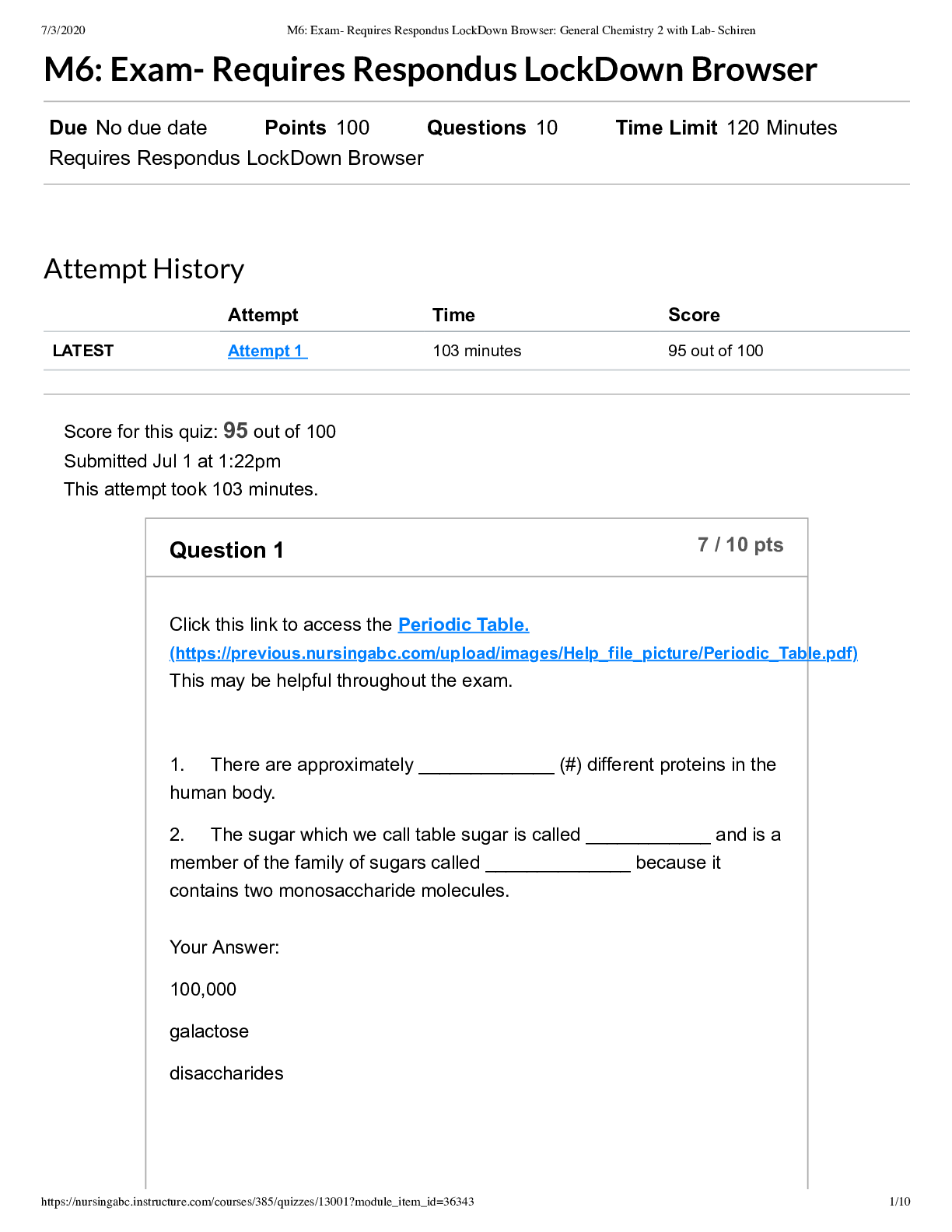 Chemistry II Exam6- Requires Respondus LockDown Browser