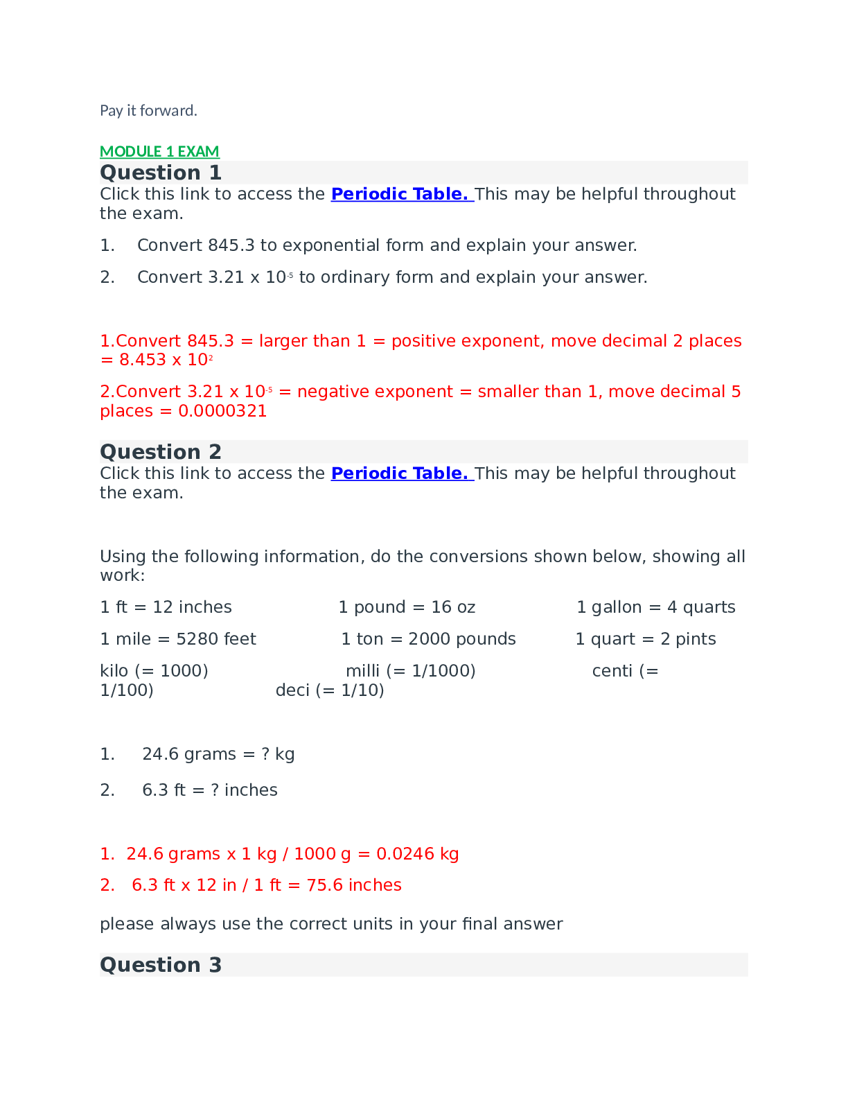 Chem 103 MODULE 1 to 6  EXAM Answers Portage Learning