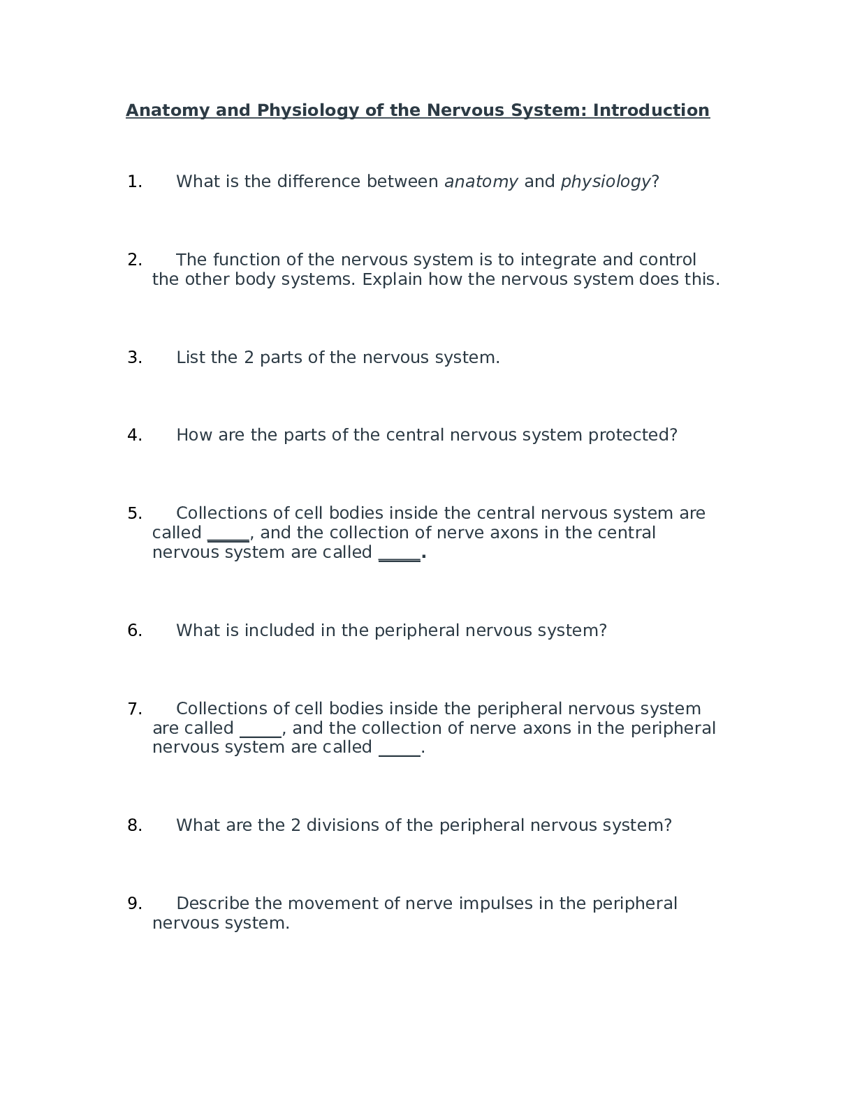 AP2 Module 1 problem set (Anatomy and Physiology of the Nervous System)