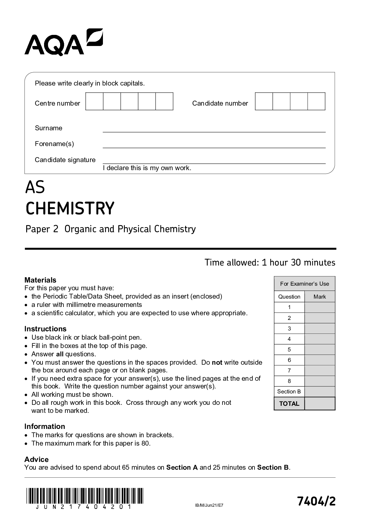7404 2 QP Chemistry AS 12 Oct 21