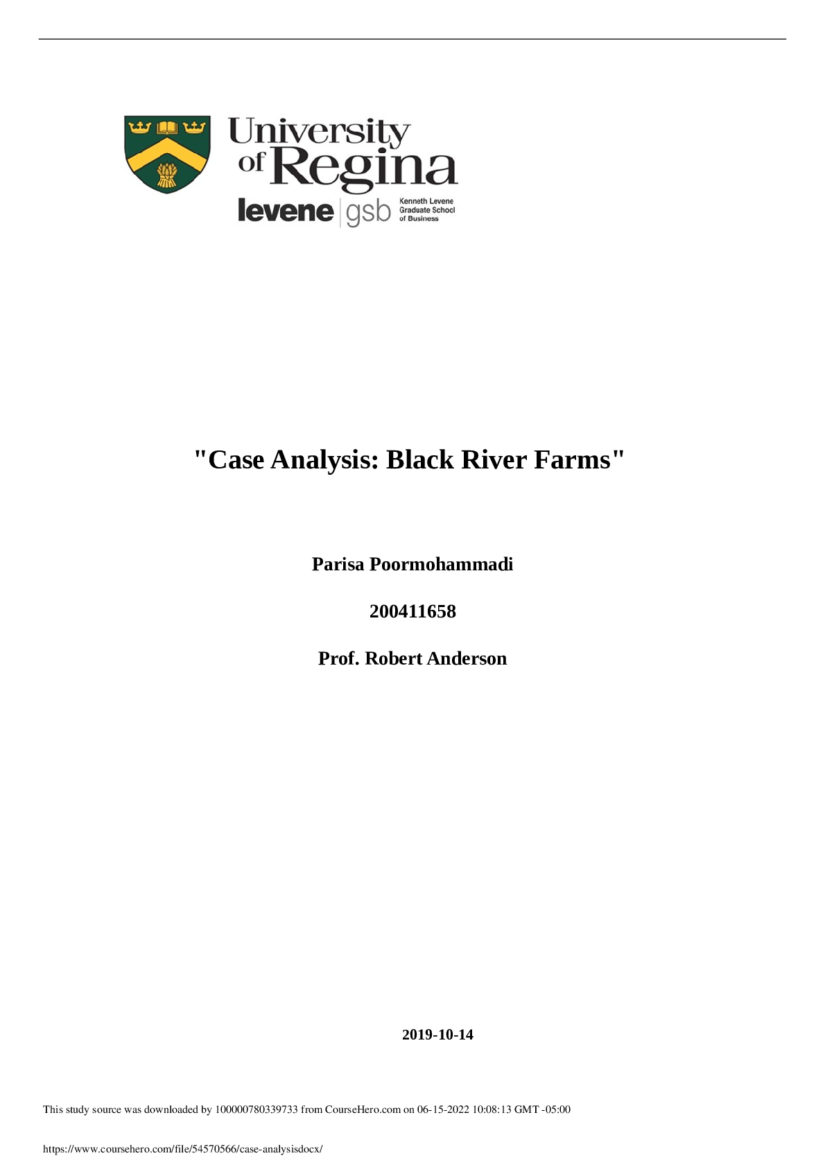 Case Analysis  Black River Farms