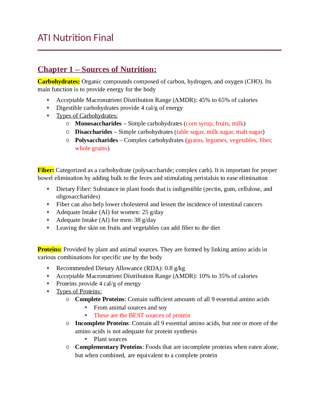 ATI Nutrition Final
