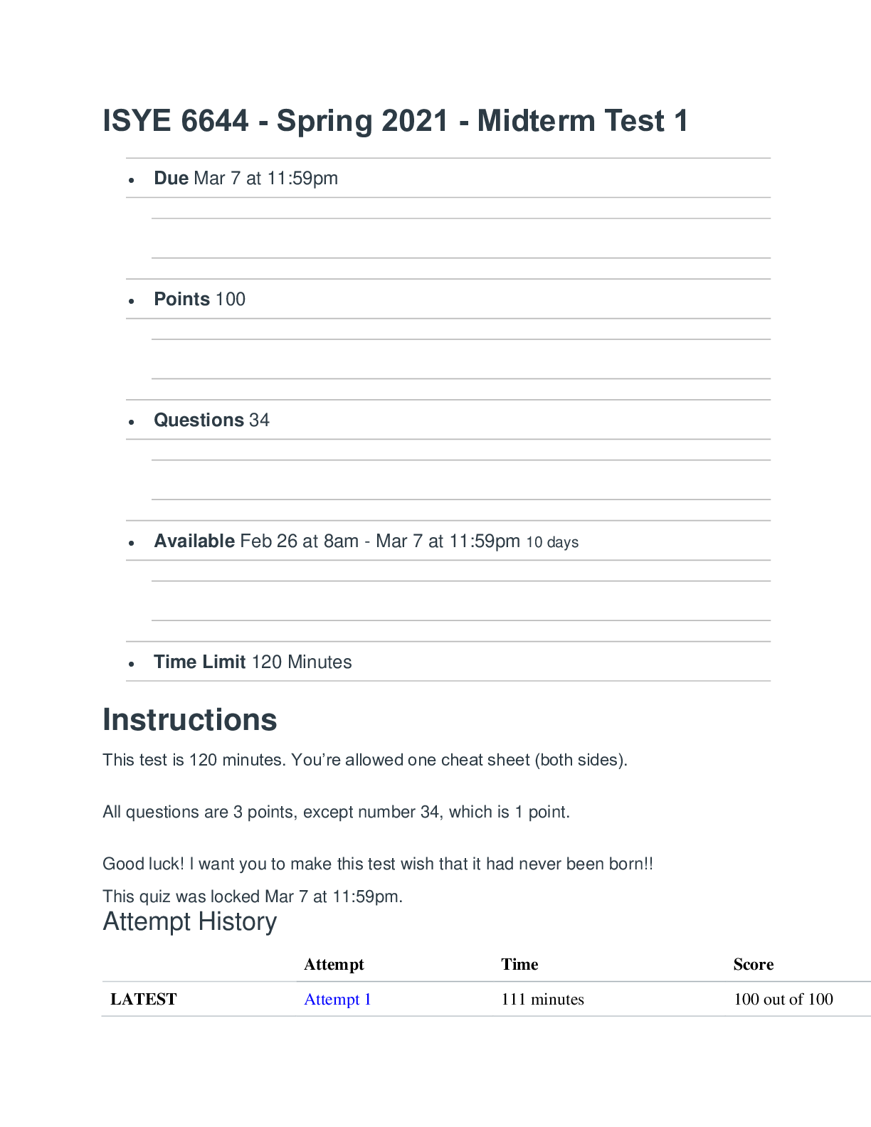 ISYE 6644 - Spring 2021 - Midterm Test 1