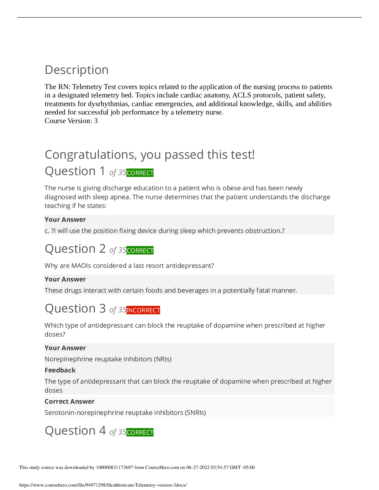 Healthstream Telemetry version 3