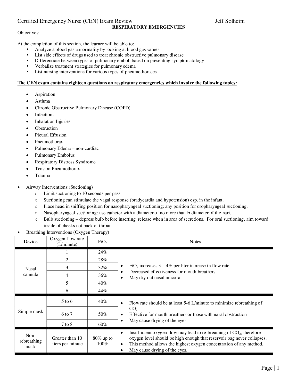 CEN Respiratory Emergencies | High-Yield Exam Guide