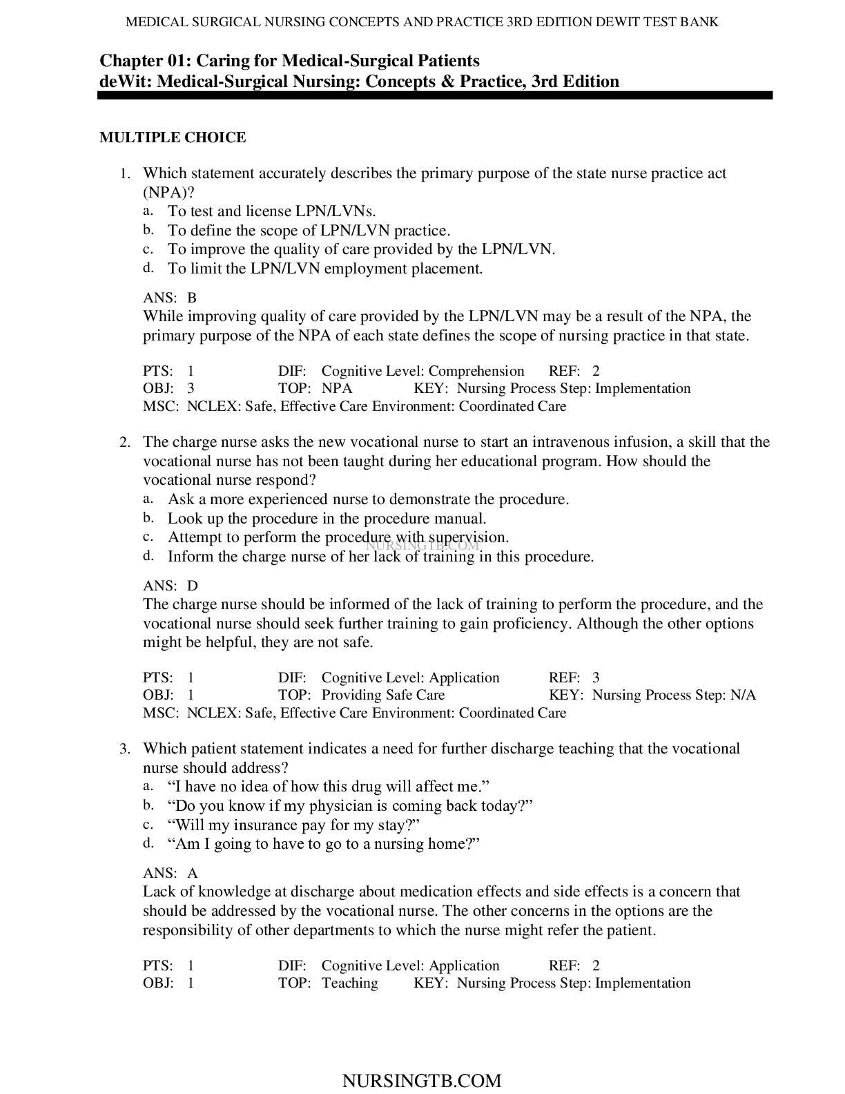 Med-Surg Chapter 1 Test Bank – Best Nursing Study Guide PDF