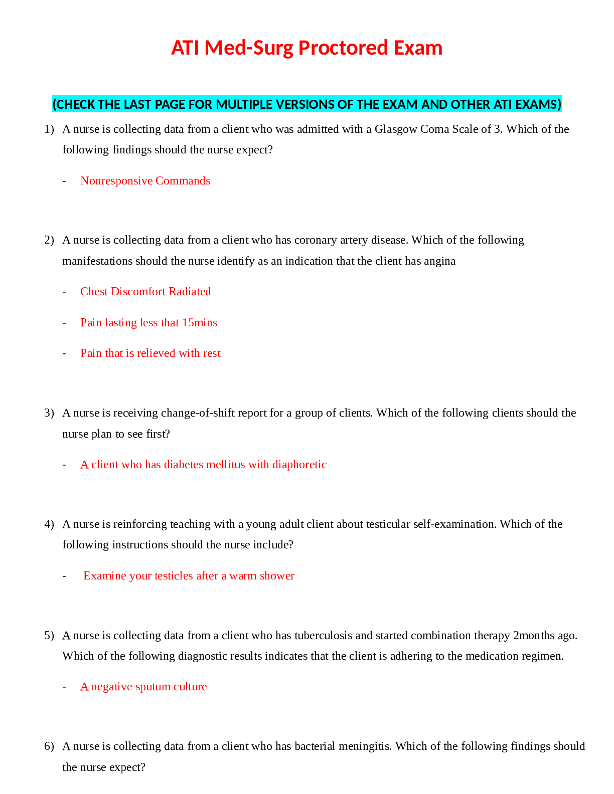 ATI Med-Surg Proctored Exam