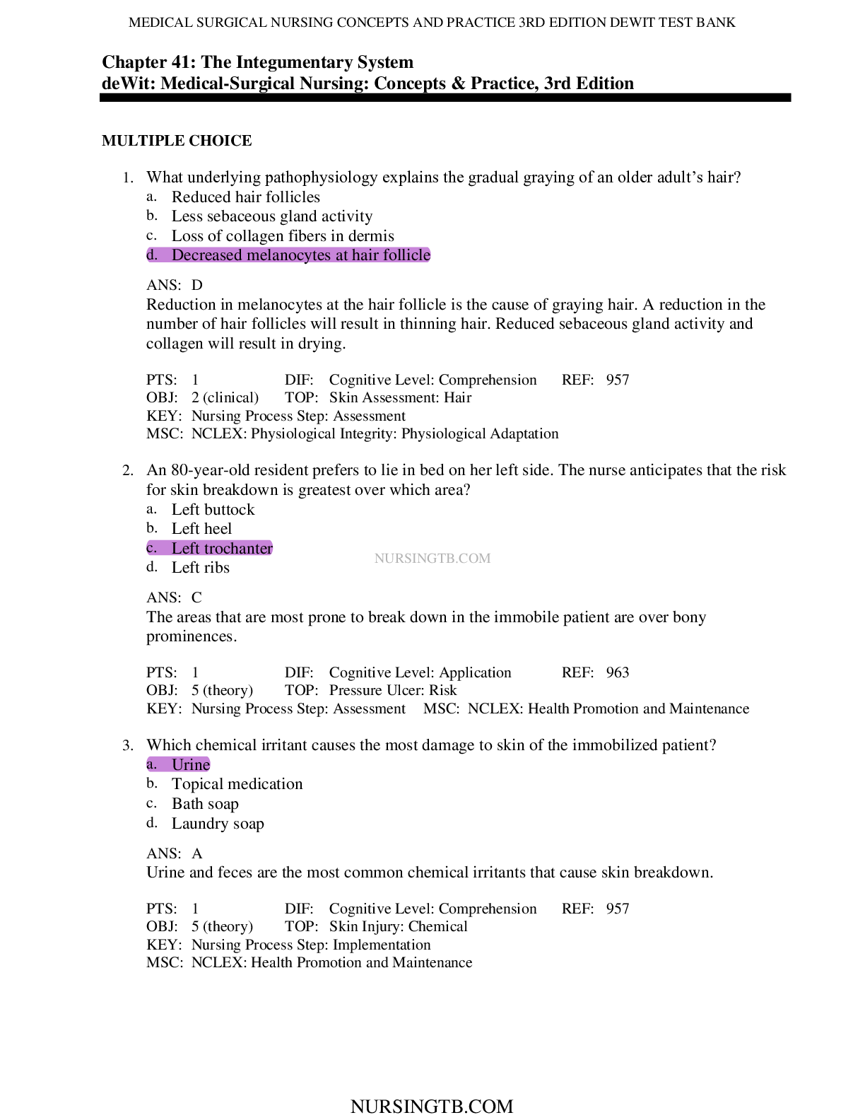Chapter 41: The Integumentary System | Comprehensive Med-Surg Nursing Insights