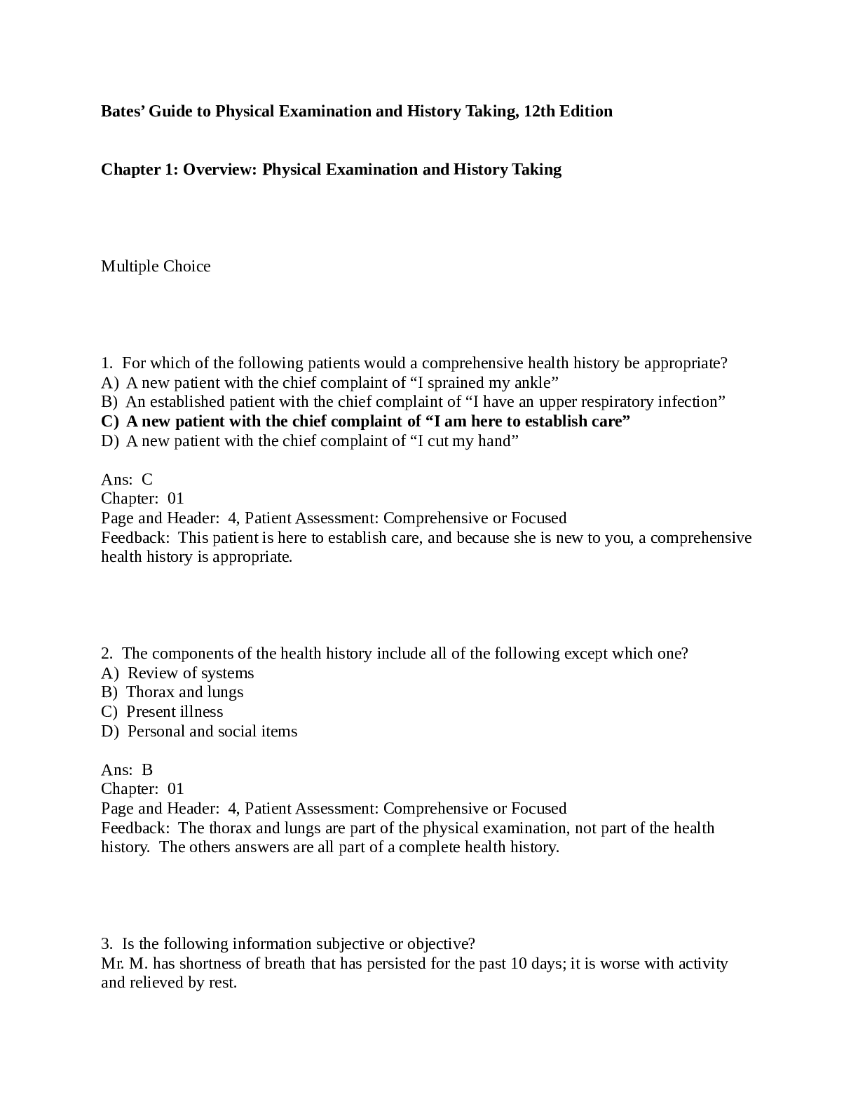 Bates' Guide 12th Ed | Physical Examination & History Taking