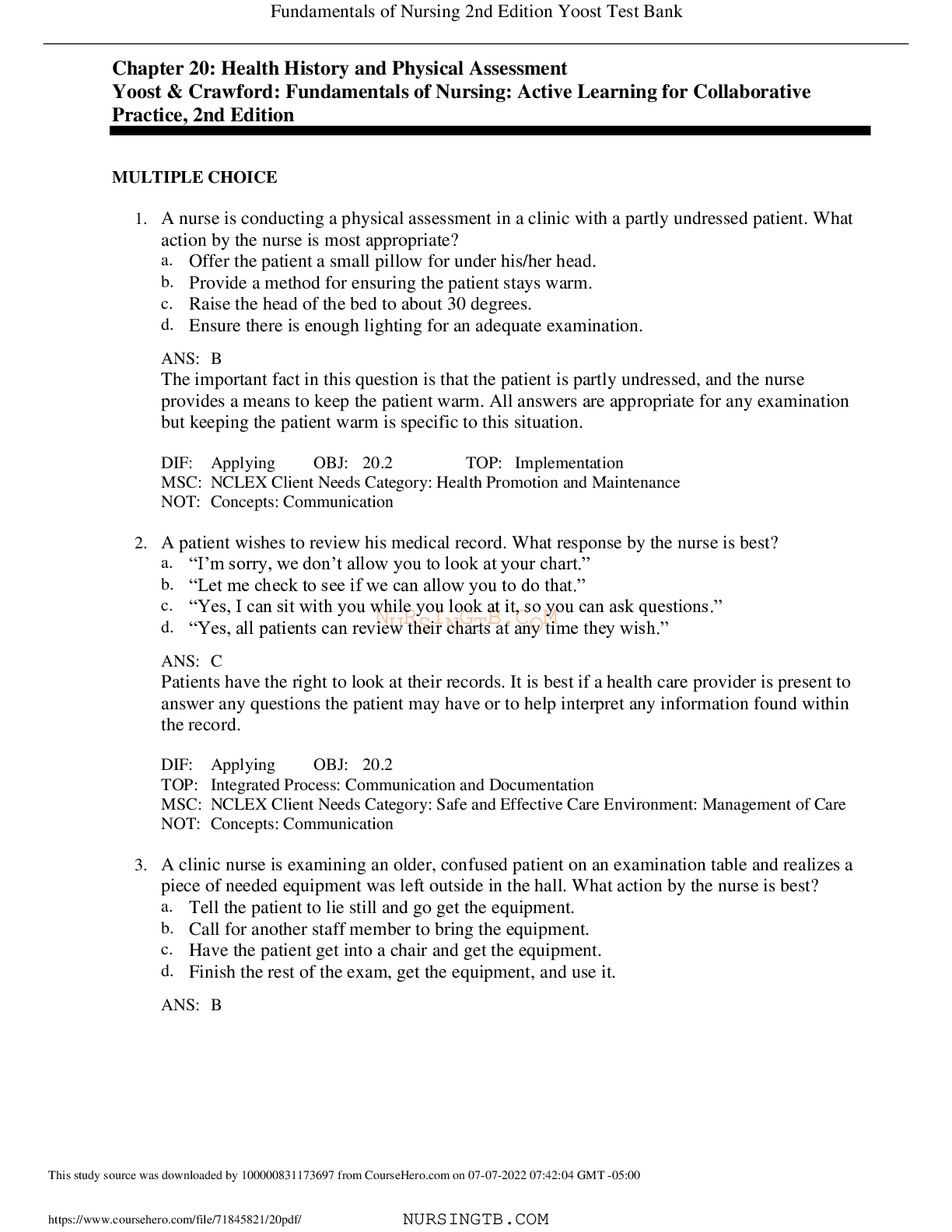 Chapter 20: Health History & Physical Assessment – Yoost & Crawford | Fundamentals of Nursing (2nd Edition)