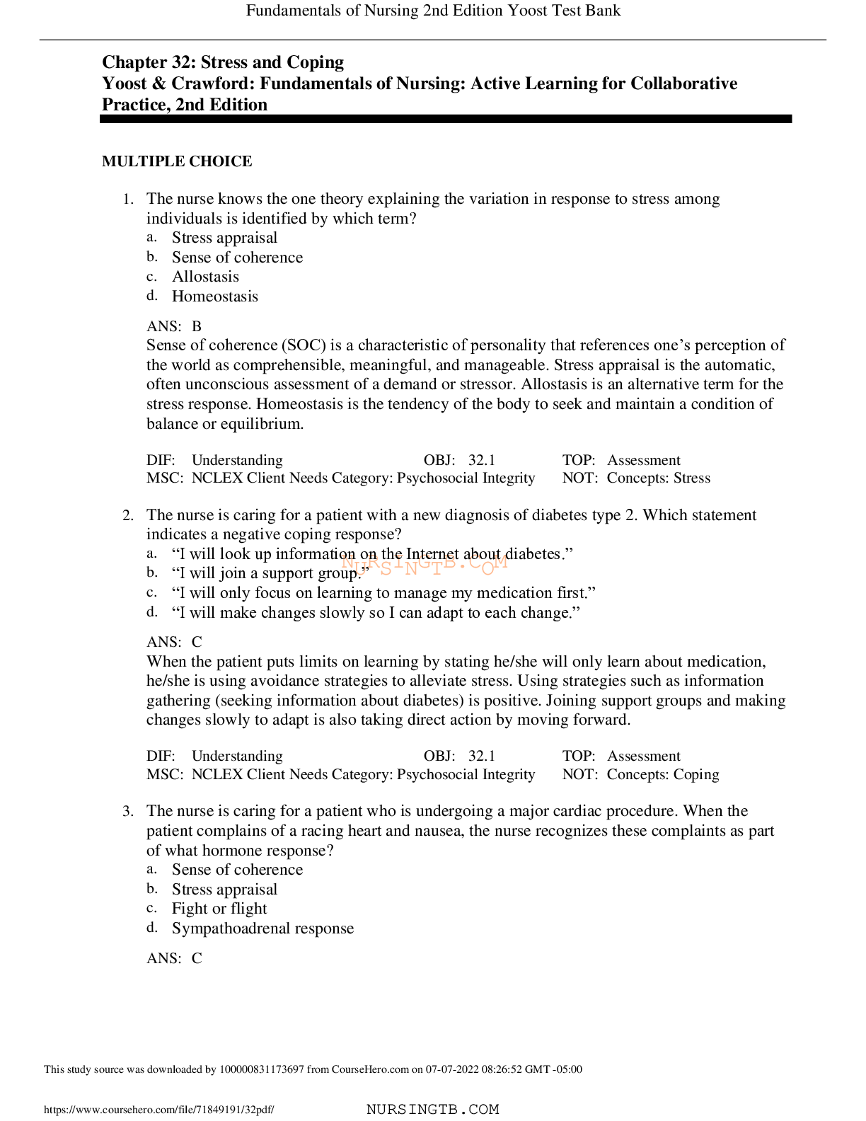 Chapter 32: Stress and Coping | Nursing Fundamentals and Patient Care