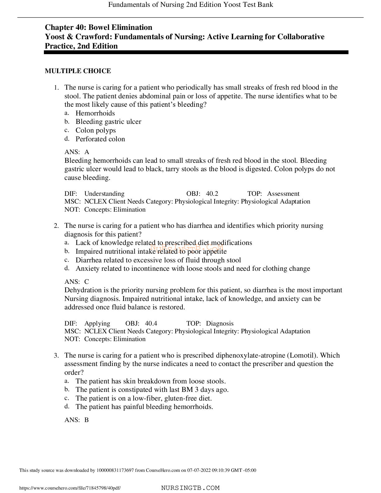 Chapter 40: Bowel Elimination | Fundamentals of Nursing