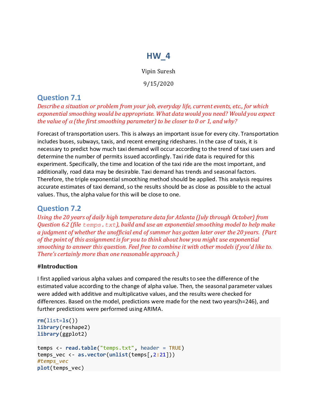 HW4 – ISYE6501x: Exponential Smoothing & Forecasting