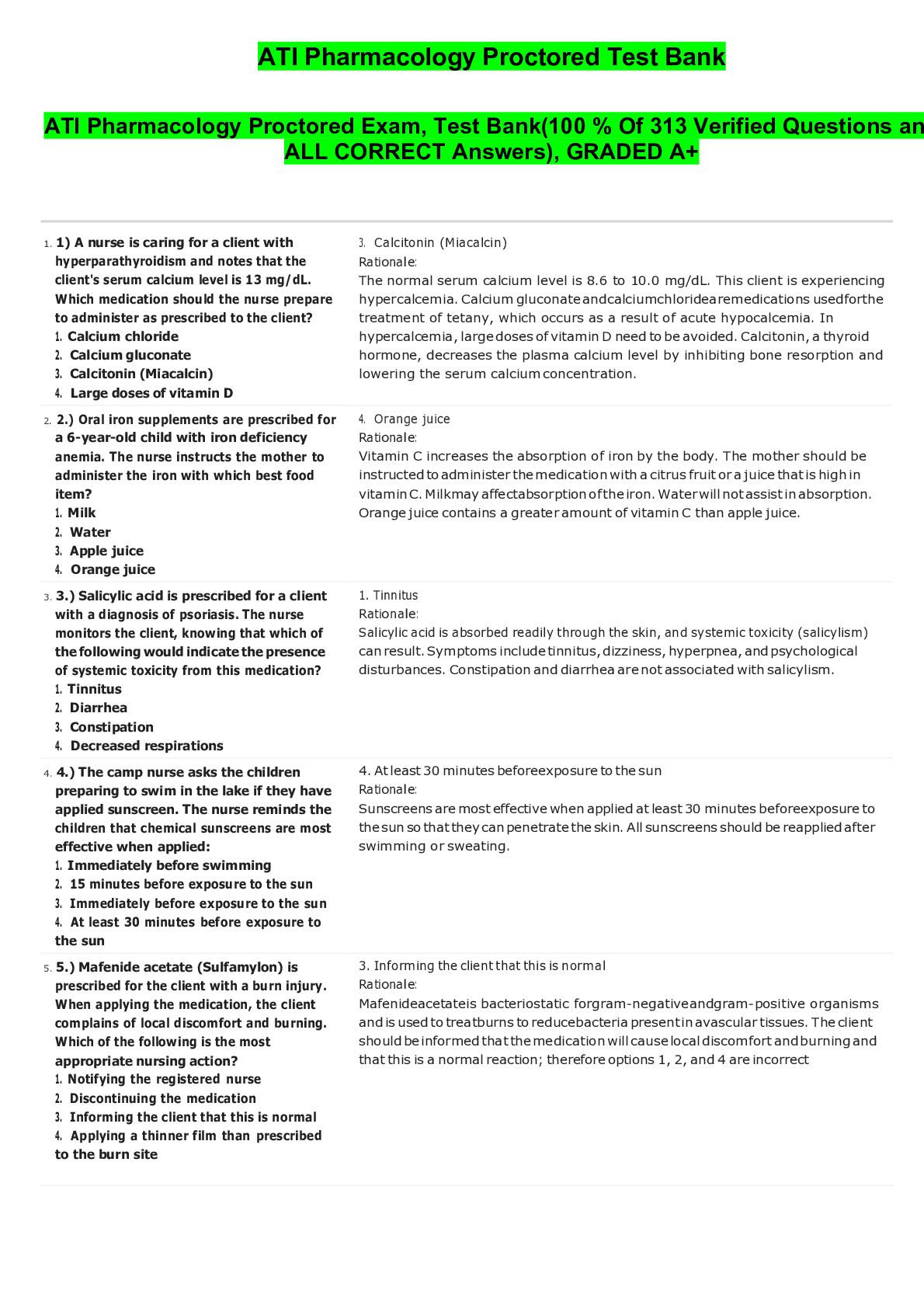 ATI Pharmacology Proctored Test Bank | Practice Questions & Answers