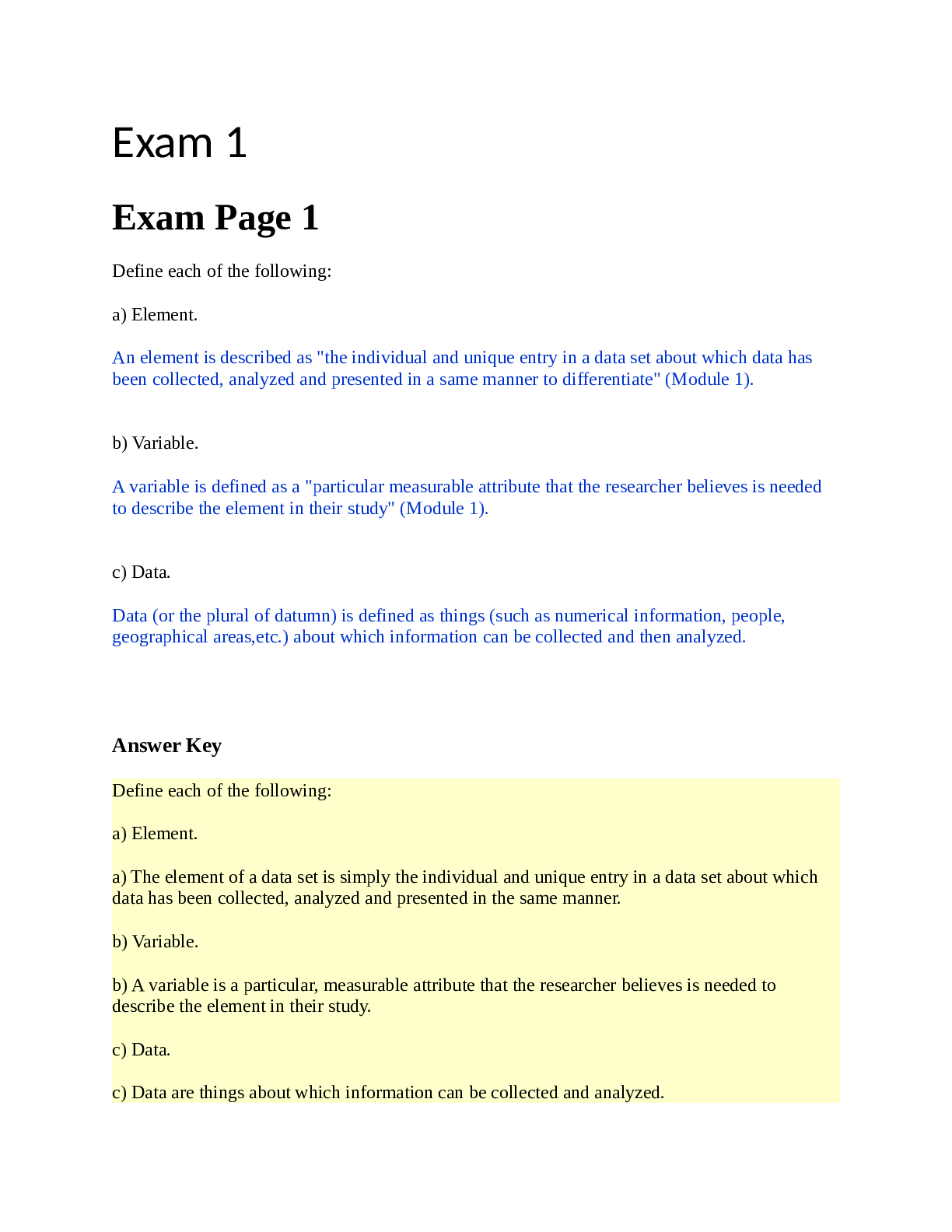 MATH 110 exams all questions and answers