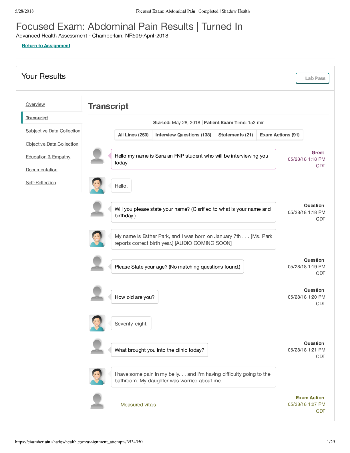 Focused Exam- Abdominal Pain transcript