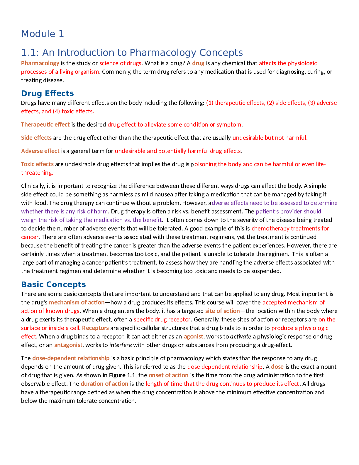 Pharmacology Concepts Module 1