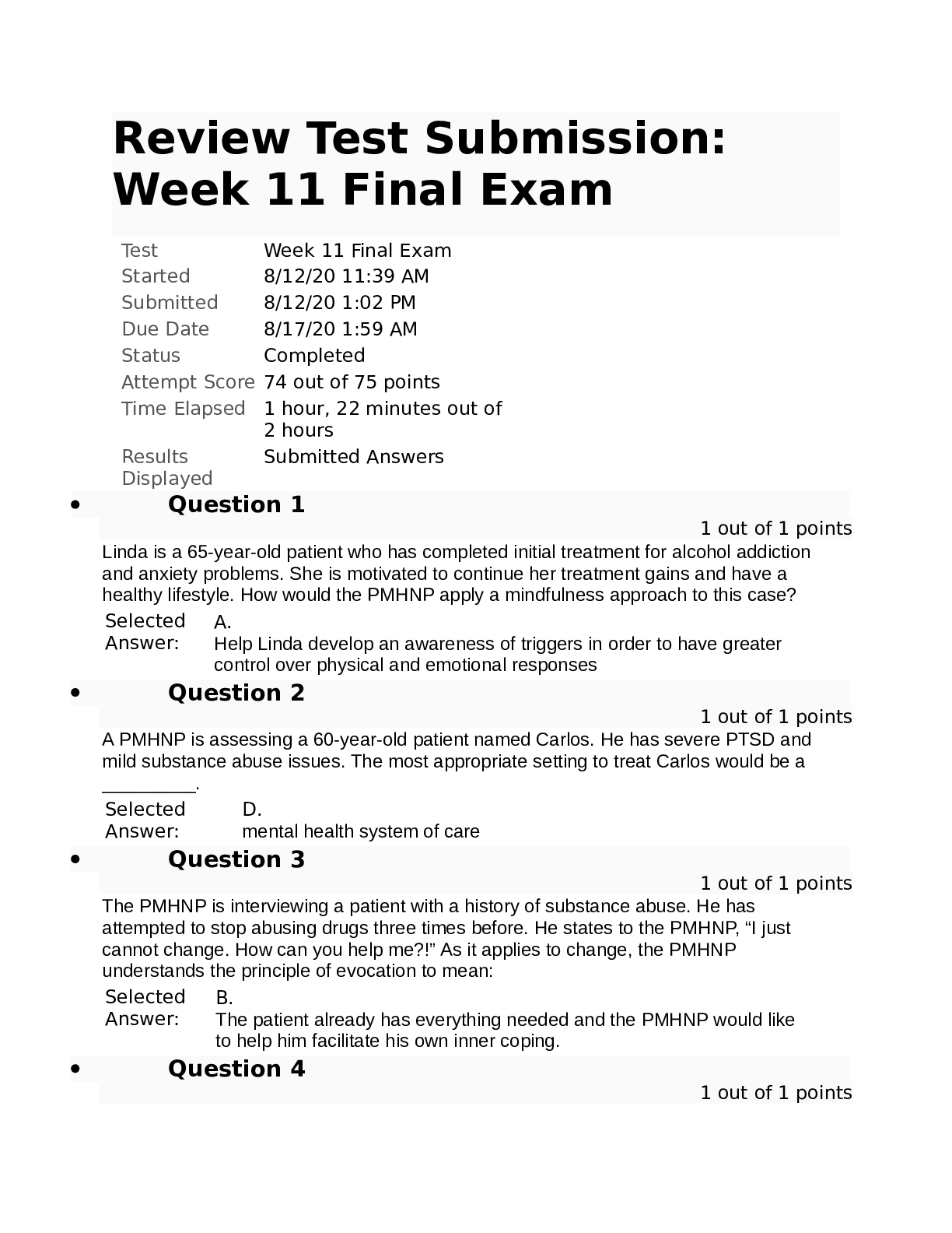 Walden University: NRNP 6640 Week 11 Final Exam with answers