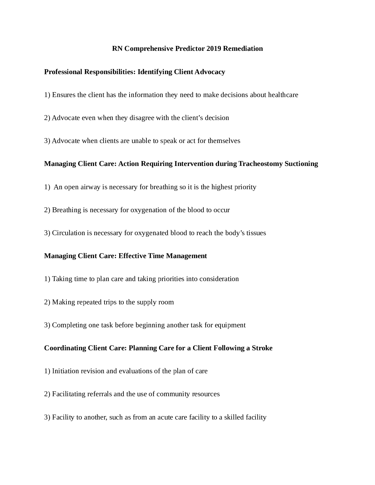 RN Comprehensive Predictor 2019 Remediation