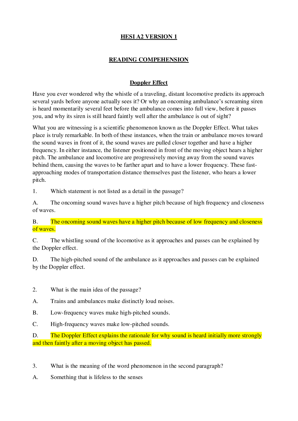 HESI A2 Exam V1 With A&P (verified)