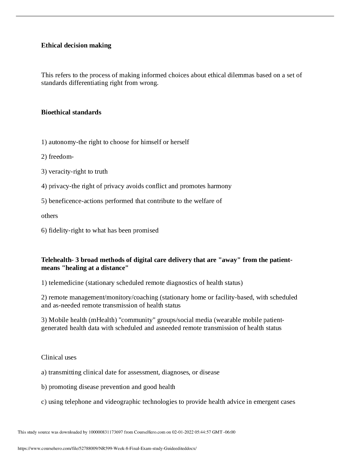 NR599 WEEK 8 -Final exam -study guide