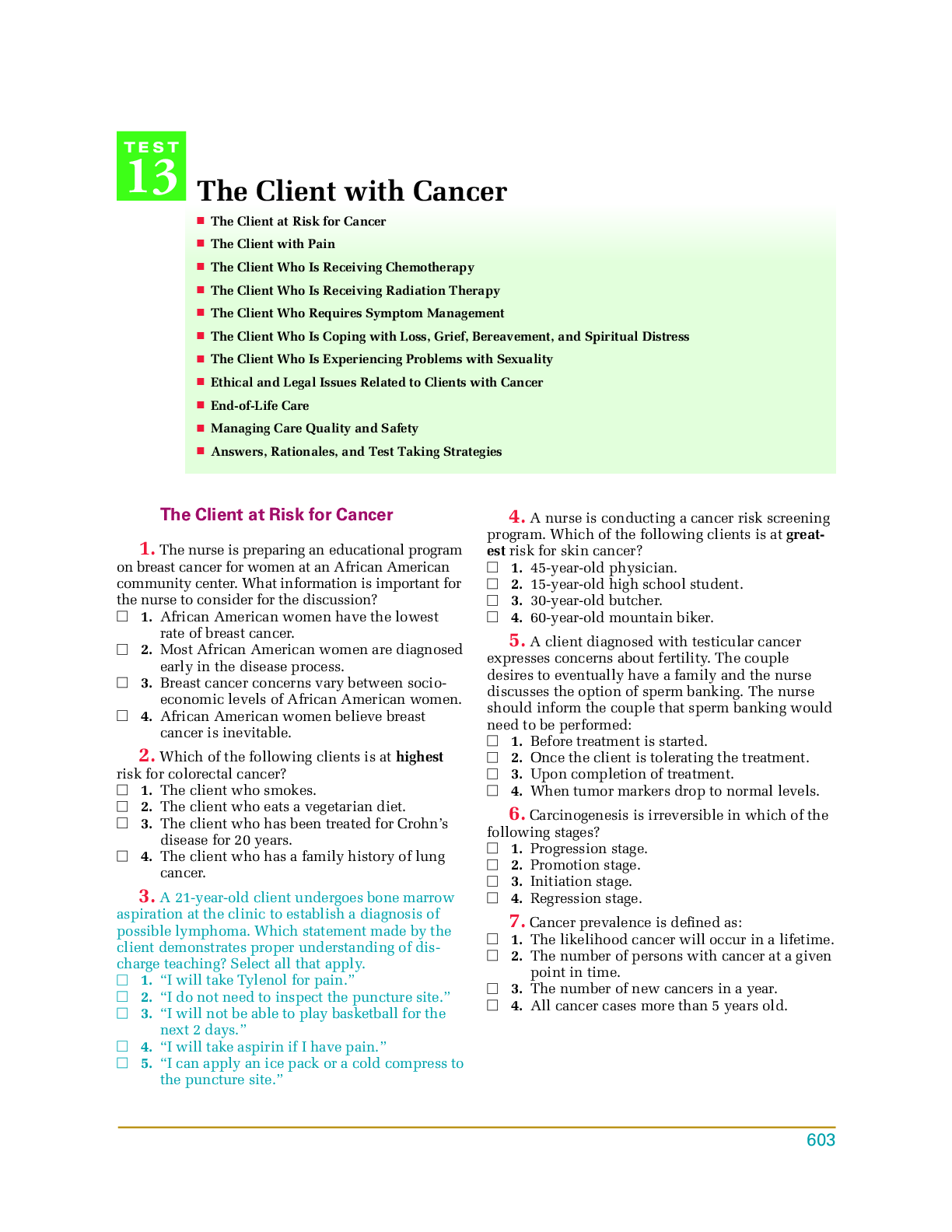 The Client with Cancer (The Nursing Care of Adults with Medical and Surgical Health)