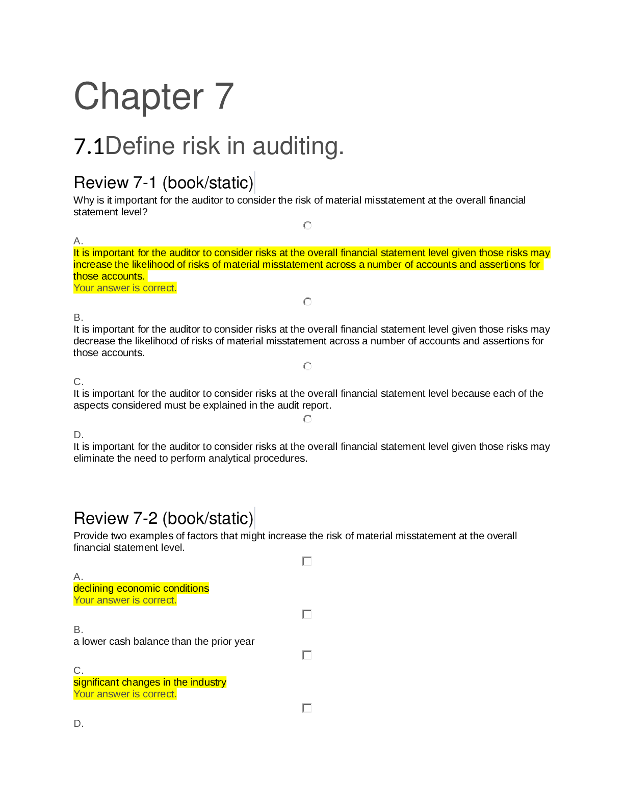 Risks in auditing