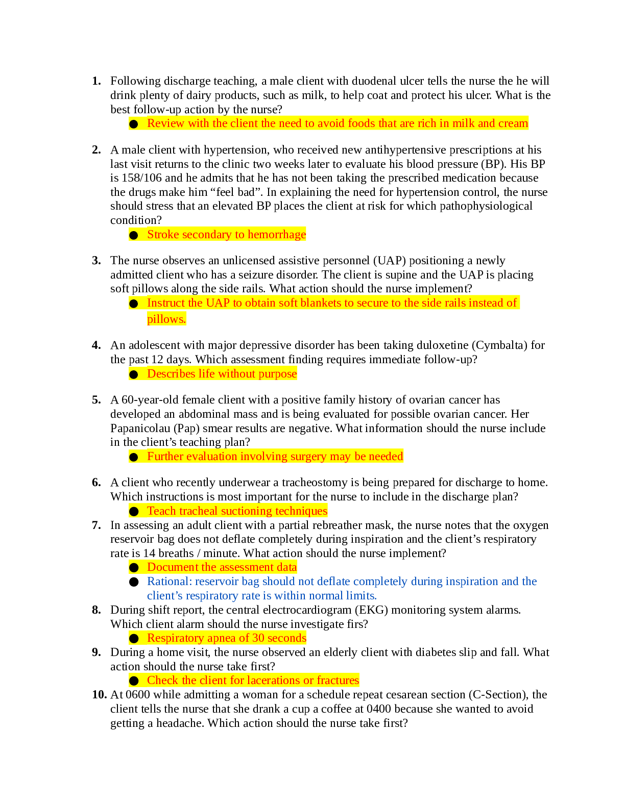 HESI EXIT RN EXAM 2019 V1-V7 - A+ GUIDE