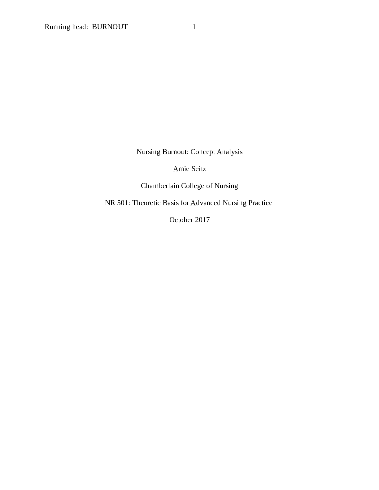 Nursing Burnout: Concept Analysis