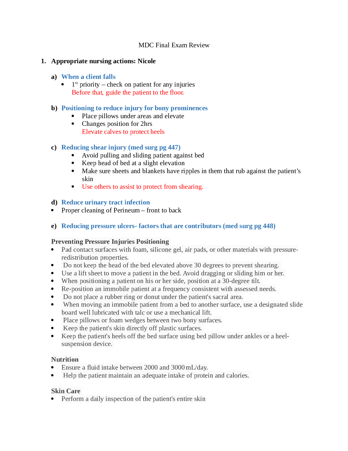 MDC Final Answered Exam Review (Rasmussen College)