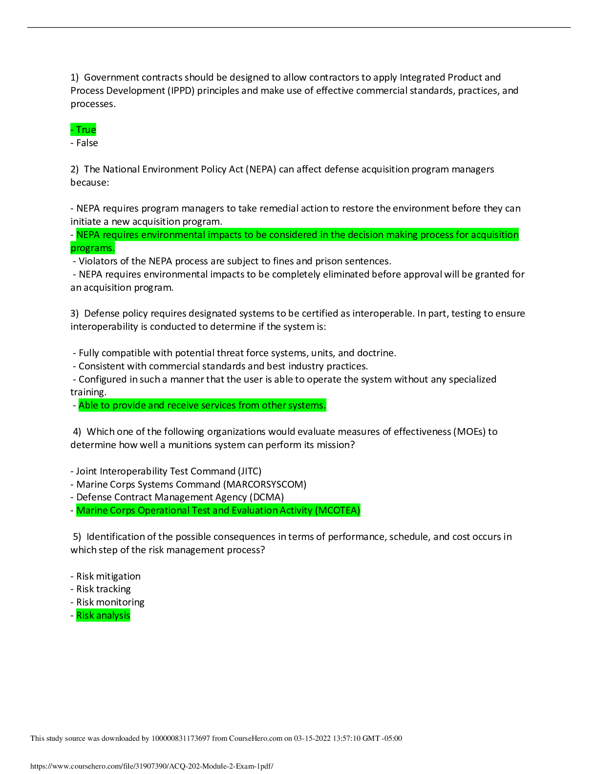 ACQ-202- MODULE 2-EXAM 1