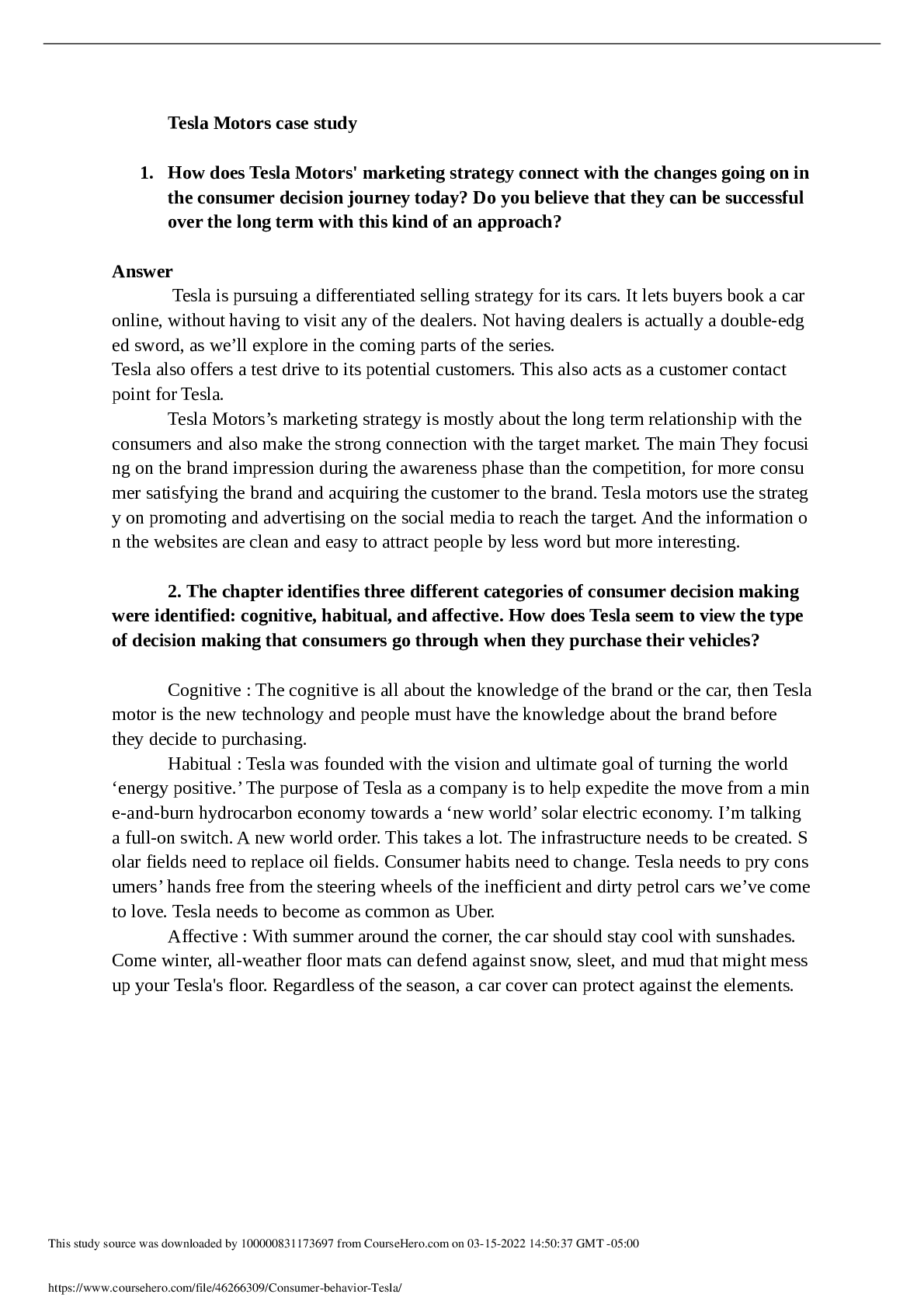 Tesla Motors case study