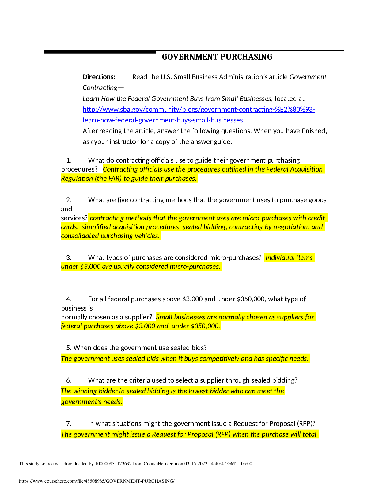 GOVERNMENT PURCHASING