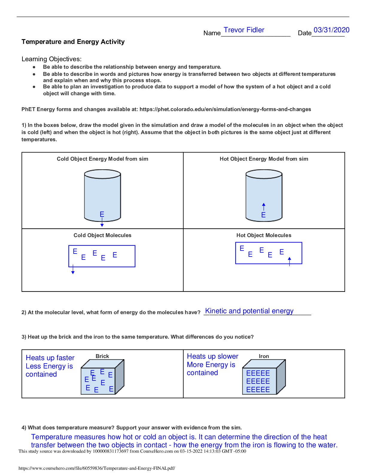 Temperature and Energy Activity