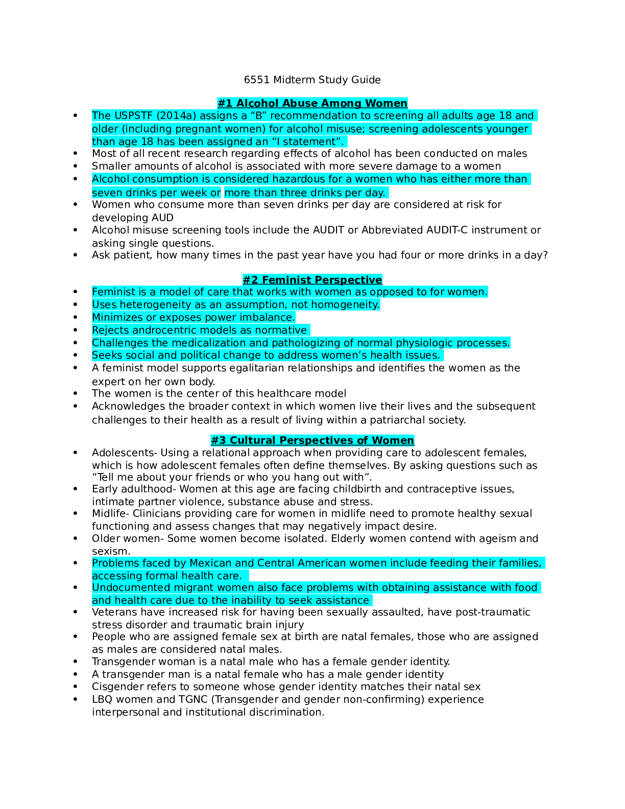 6551 Midterm Study Guide