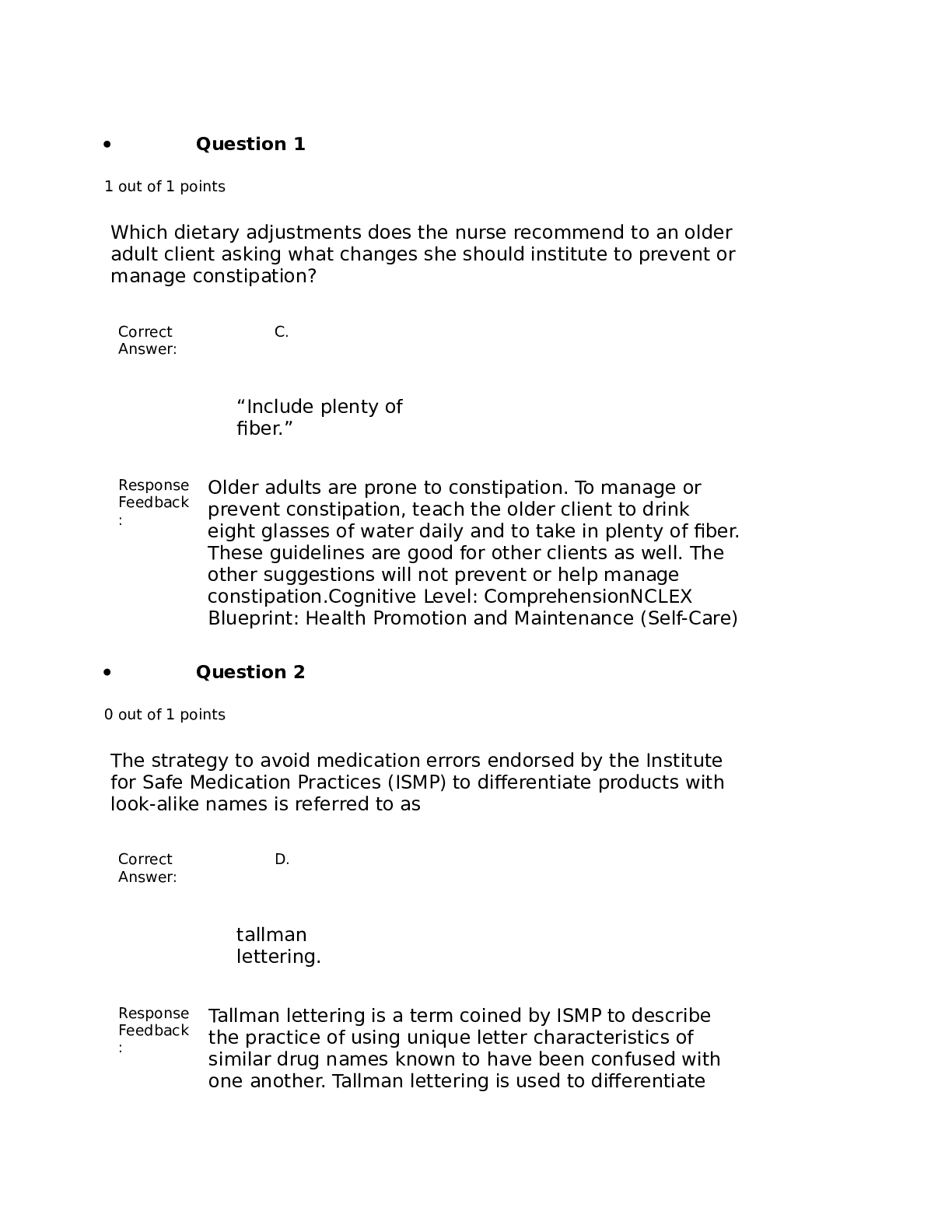 N1 Final Exam Review Test Bank