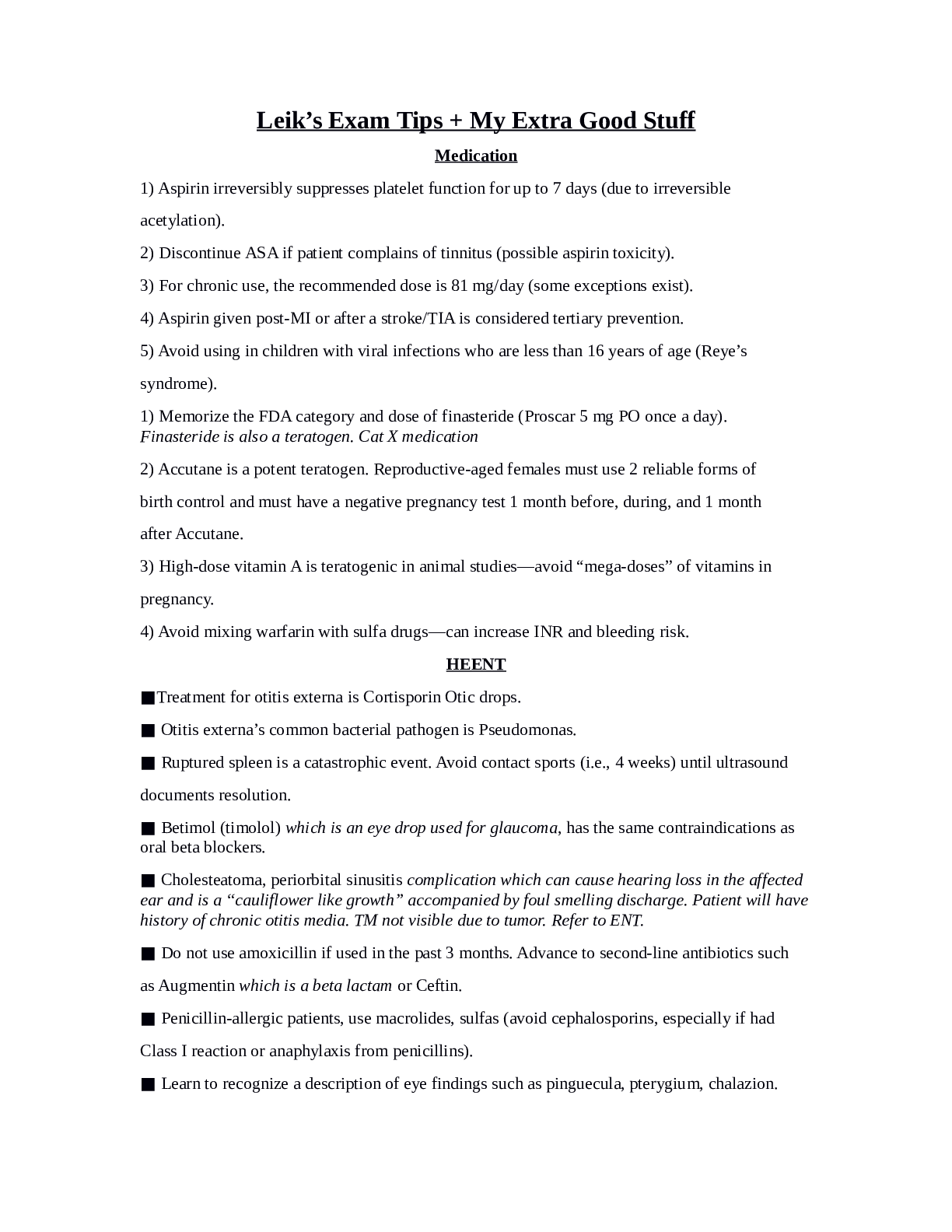 Leik’s Exam Tips + My Extra Good Stuff
