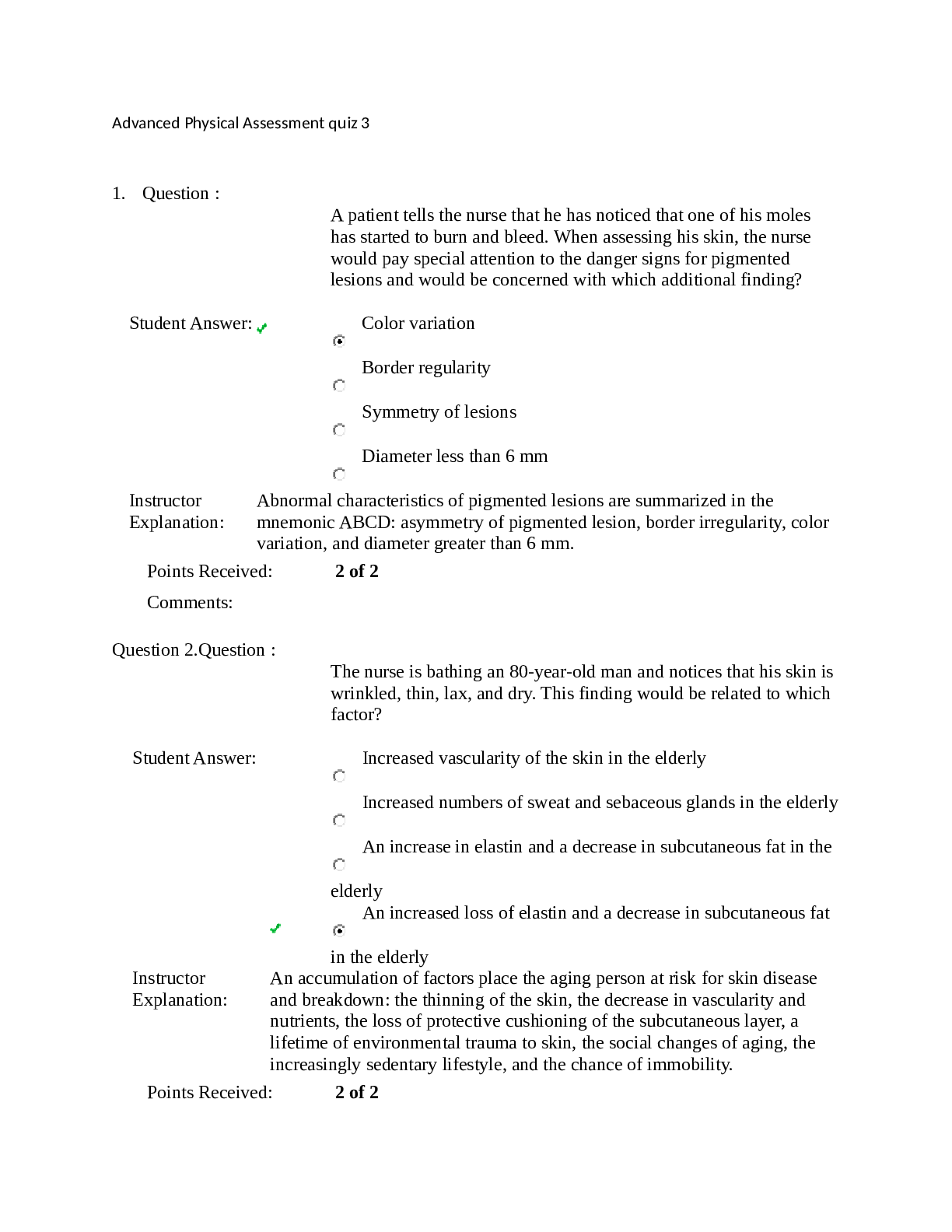Advanced Physical Assessment quiz 3