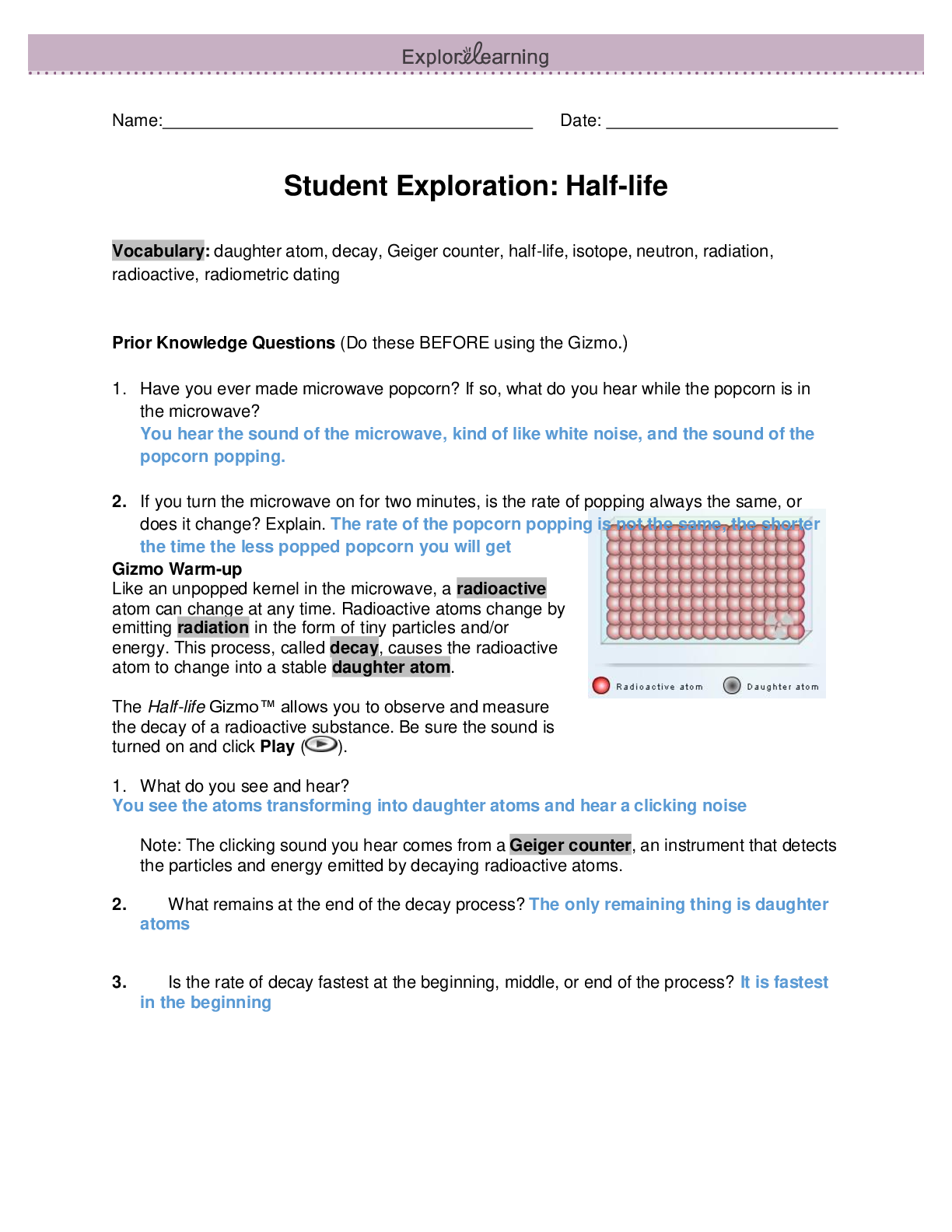 Student Exploration: Half-life