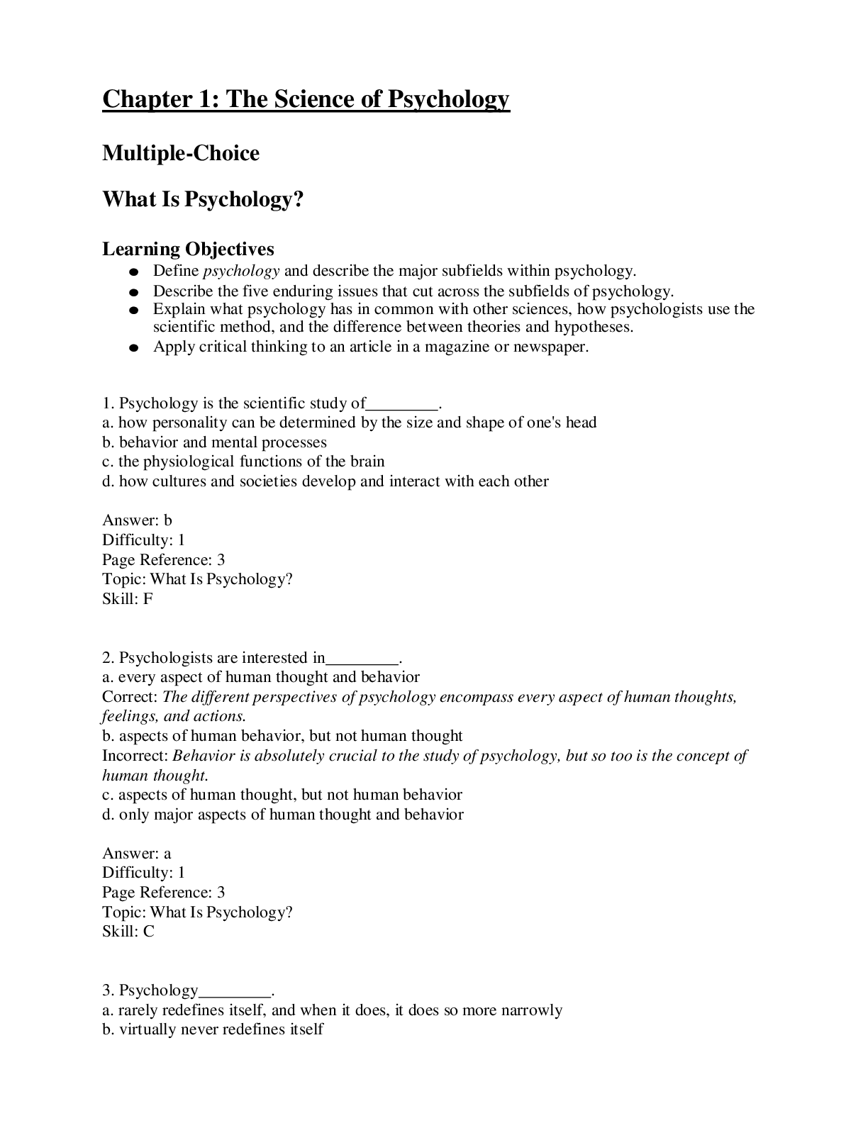 Chapter 1: The Science of Psychology