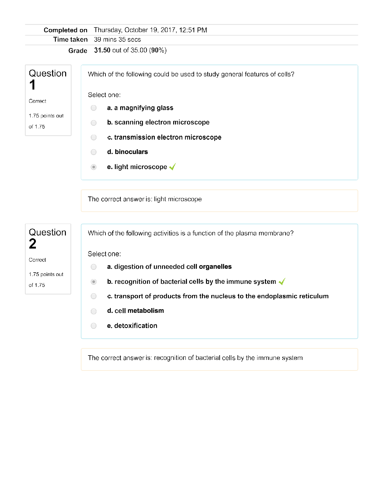 Biology Questions