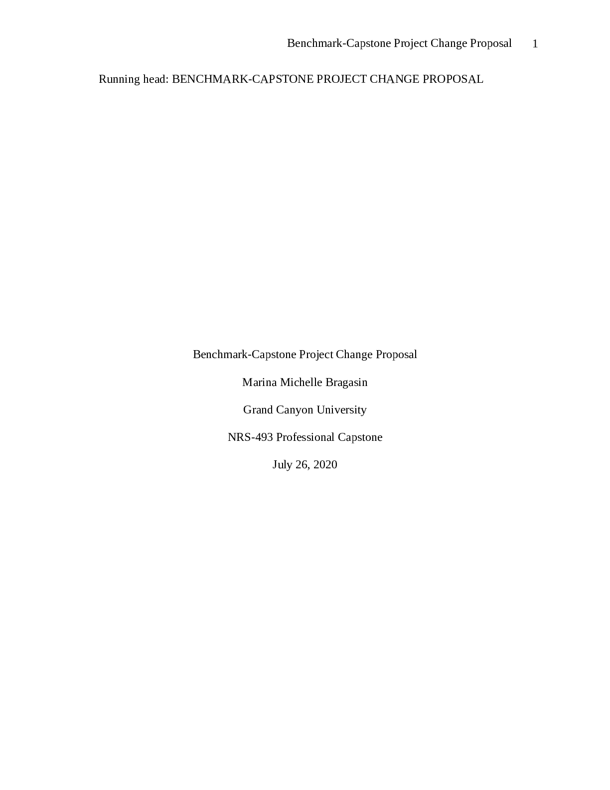 BENCHMARK-CAPSTONE PROJECT CHANGE PROPOSAL
