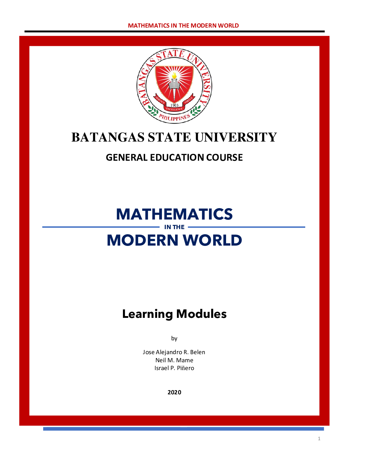 MATHEMATICS IN THE MODERN WORLD