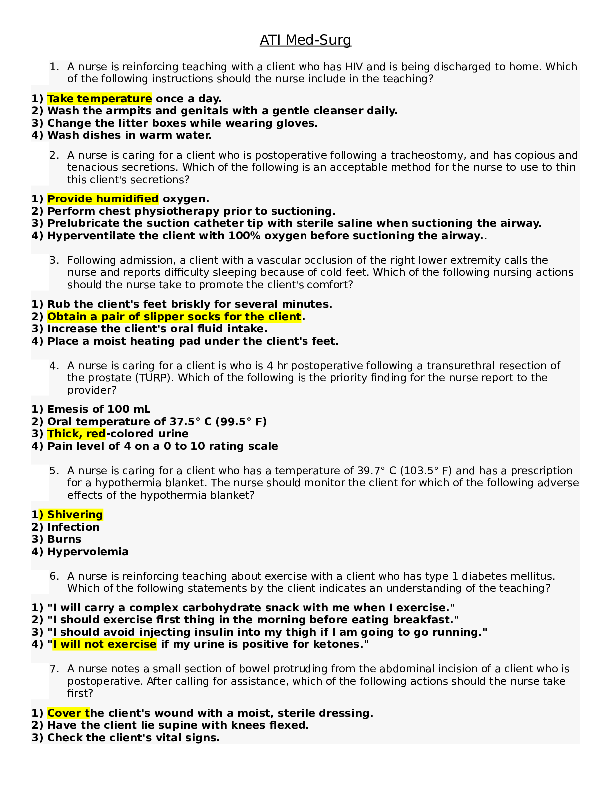 ATI Med-Surg With Answers