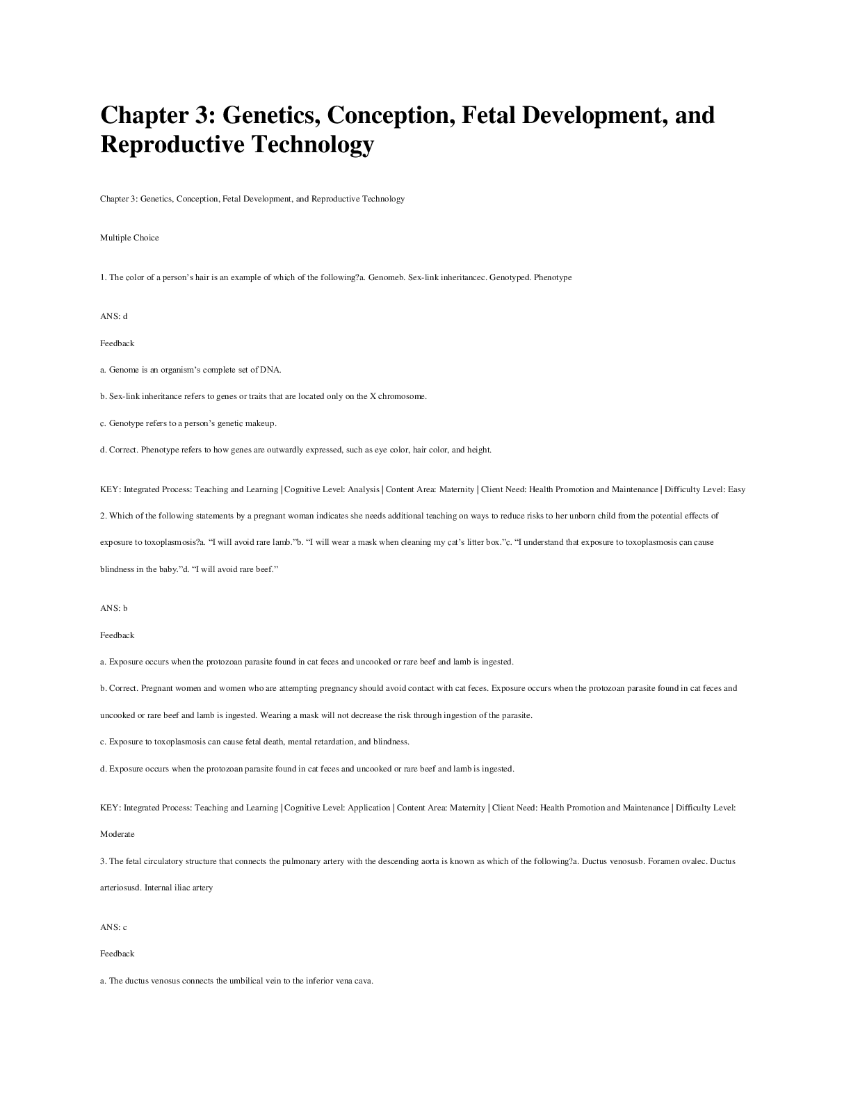 Chapter 3: Genetics, Conception, Fetal Development, and  Reproductive Technology